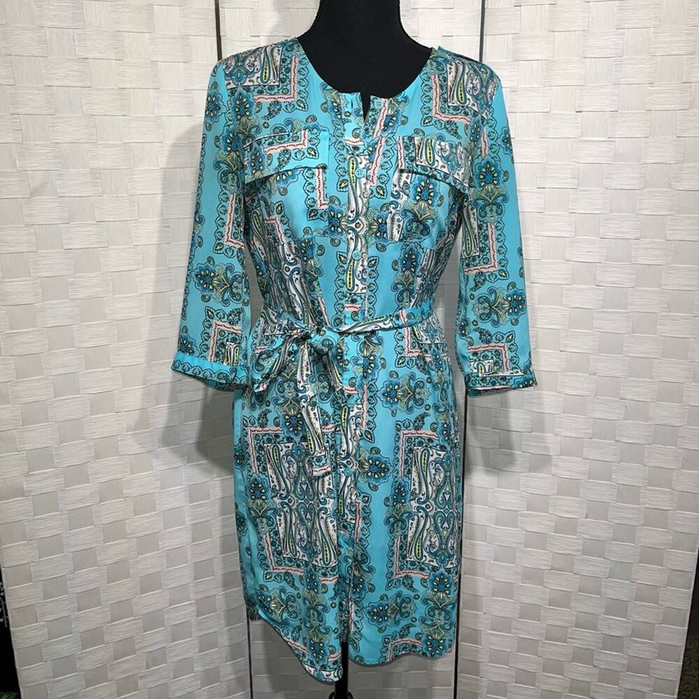 Victoria’s Secret Women’s Belted Paisley Nightgown Size Small Full Button Down